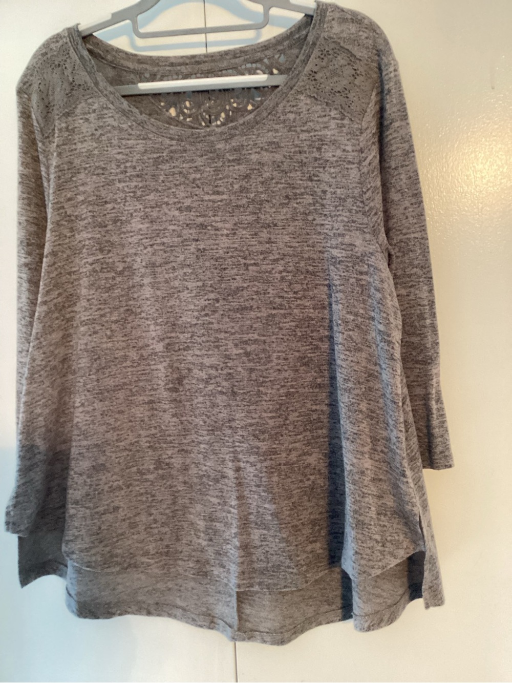Style & Co. Heather Gray Lace-Back Scoop Neck Tunic